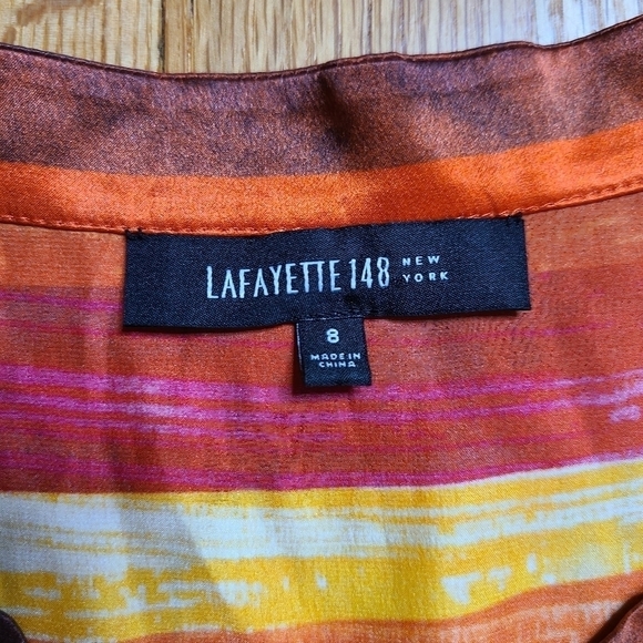 Lafayette 148 Size 8 Silk Sunset Stripe Tunic Top - Picture 4 of 7
